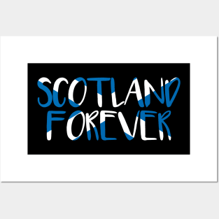 SCOTLAND FOREVER, Scottish Flag Text Slogan Posters and Art